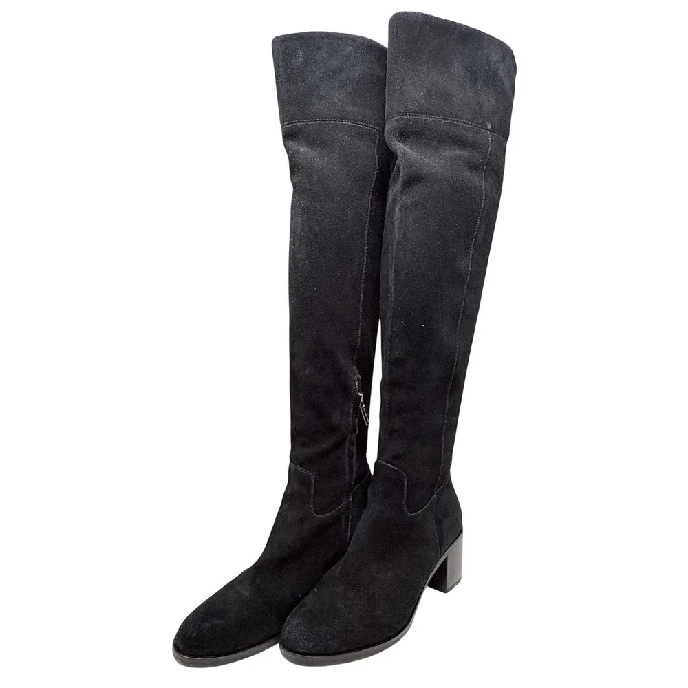 Michael Kors Black Suede Over the Knee Tall Block Heel Boots Size 7.5M
